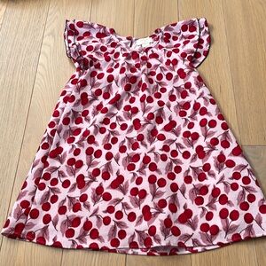 Kate Spade cherry print dress girls 5 pink red flutter sleeve